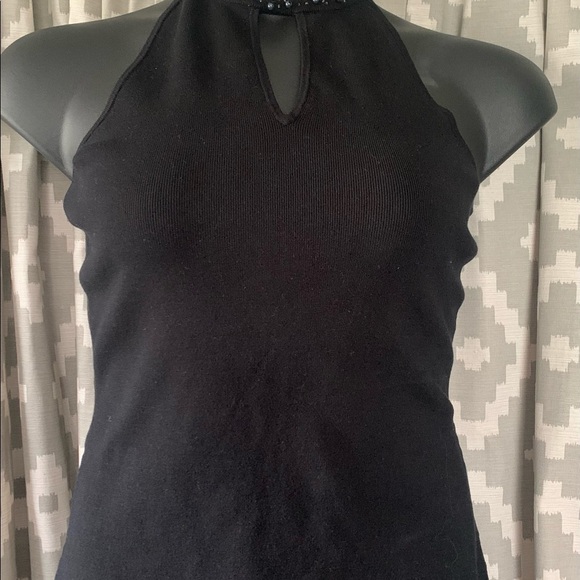 Reba silk blend beaded collar black semi formal halter top dark romantic Medium - Picture 3 of 10